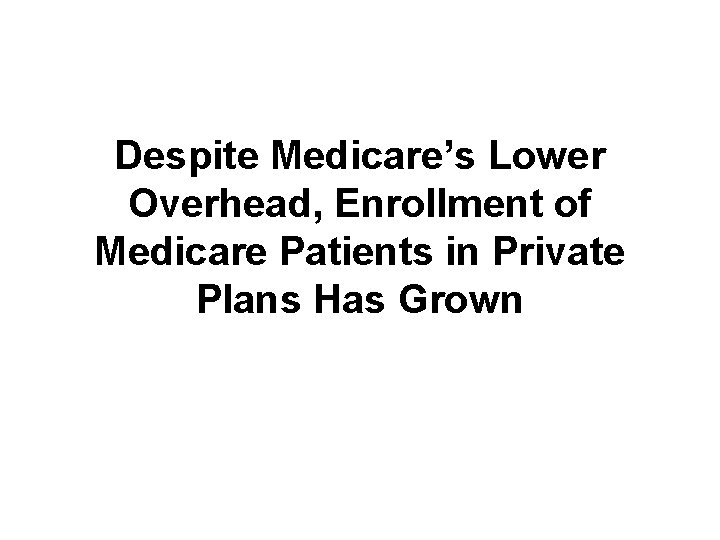 Despite Medicare’s Lower Overhead, Enrollment of Medicare Patients in Private Plans Has Grown 