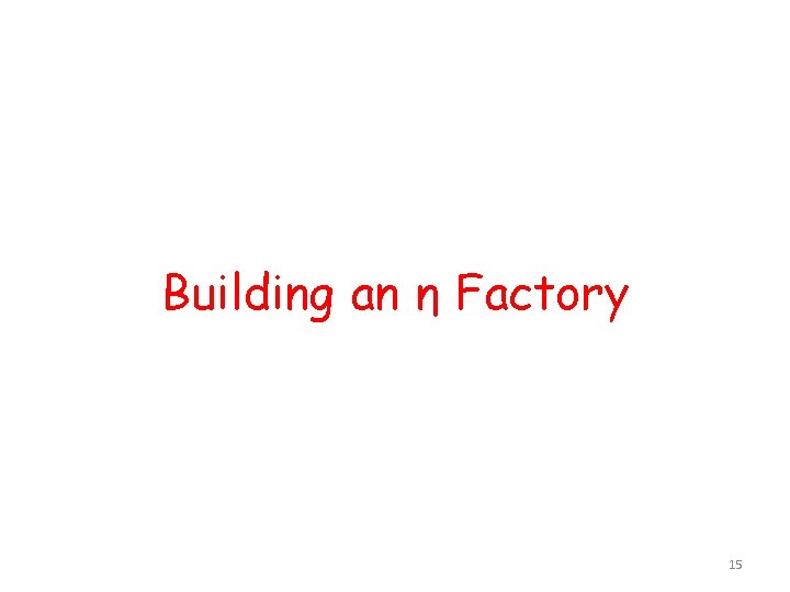 Building an η Factory 15 