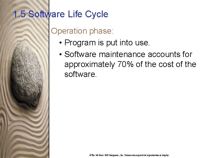 1. 5 Software Life Cycle Operation phase: • Program is put into use. •
