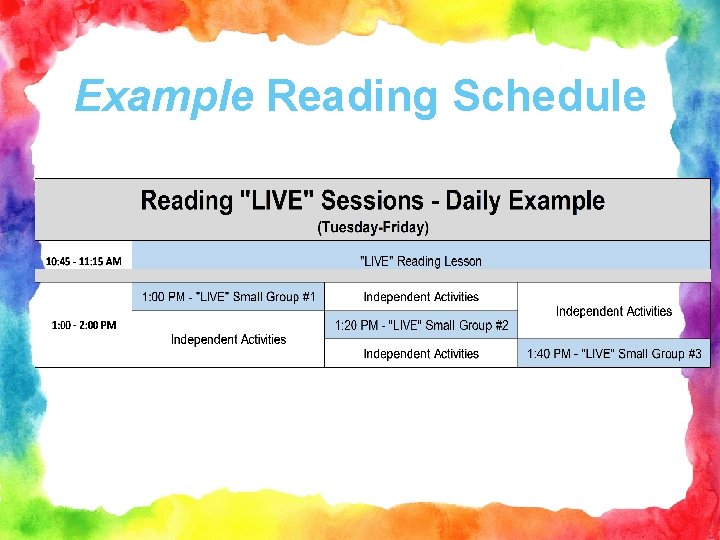 Example Reading Schedule 