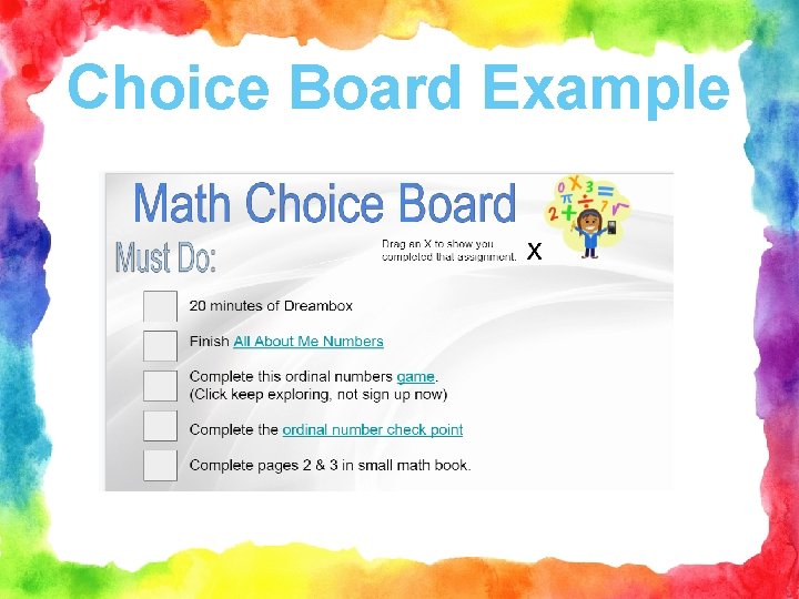 Choice Board Example 