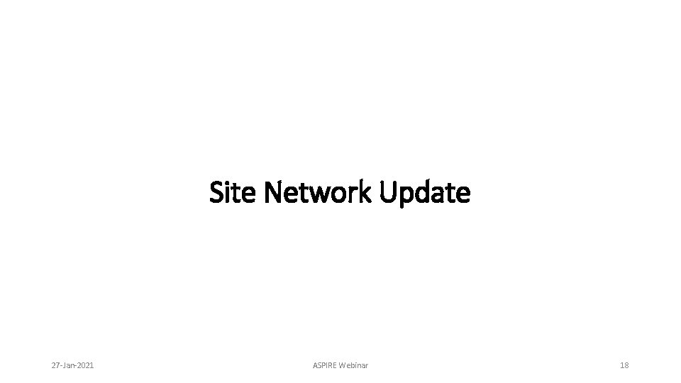 Site Network Update 27 -Jan-2021 ASPIRE Webinar 18 