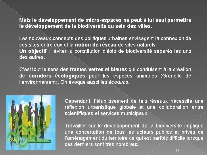 Mais le développement de micro-espaces ne peut à lui seul permettre le développement de