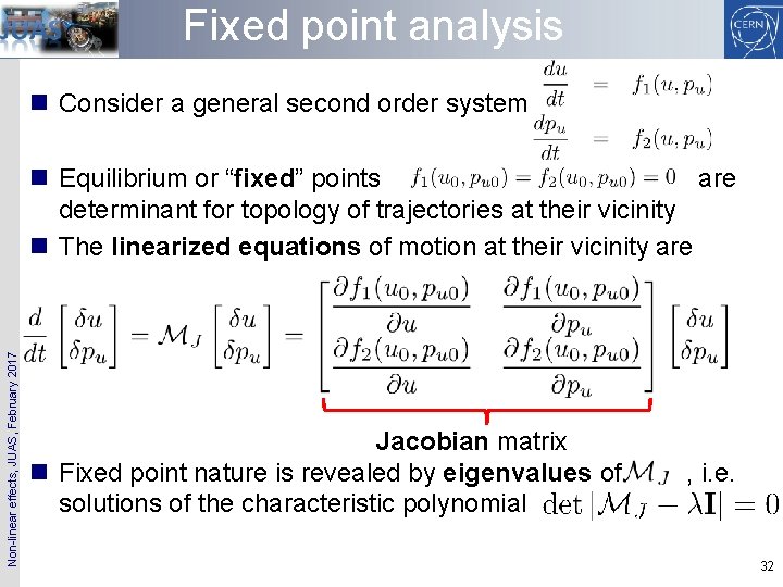 Fixed point analysis n Consider a general second order system Non-linear effects, JUAS, February