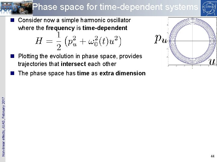 Phase space for time-dependent systems n Consider now a simple harmonic oscillator where the