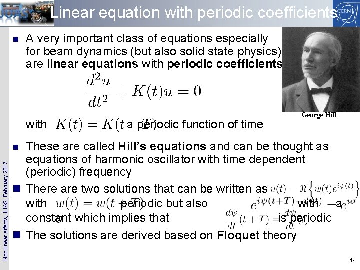 Linear equation with periodic coefficients n A very important class of equations especially for