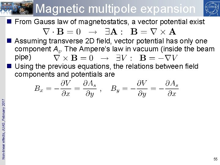 Magnetic multipole expansion n From Gauss law of magnetostatics, a vector potential exist Non-linear