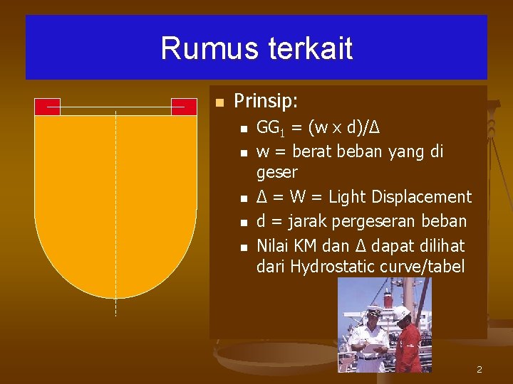 Rumus terkait n Prinsip: n n n GG 1 = (w x d)/Δ w