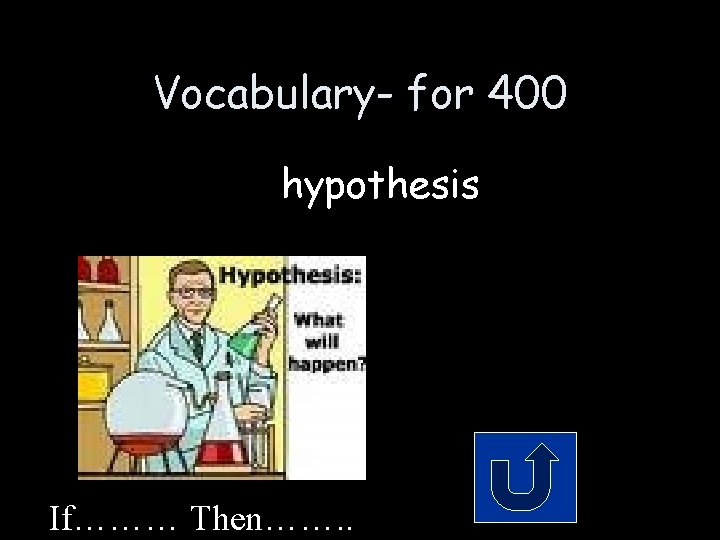 Vocabulary- for 400 hypothesis If……… Then……. . 