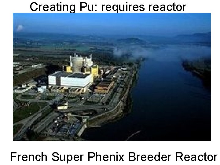 Creating Pu: requires reactor French Super Phenix Breeder Reactor 