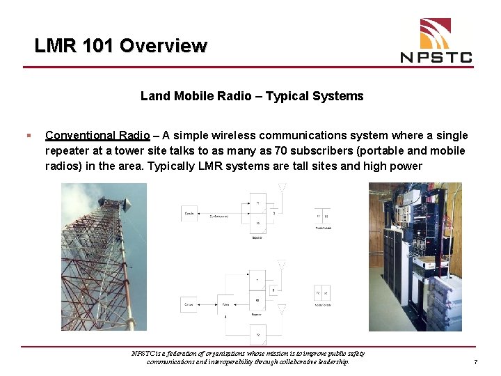 LMR 101 Overview Land Mobile Radio – Typical Systems § Conventional Radio – A