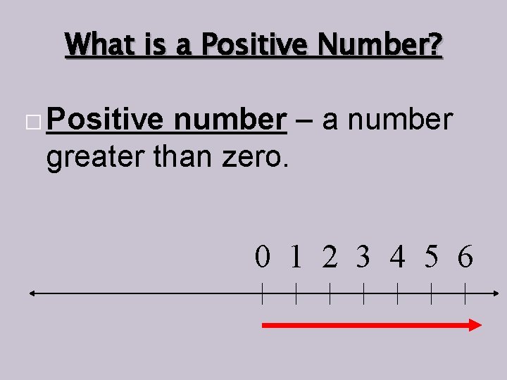 What is a Positive Number? � Positive number – a number greater than zero.