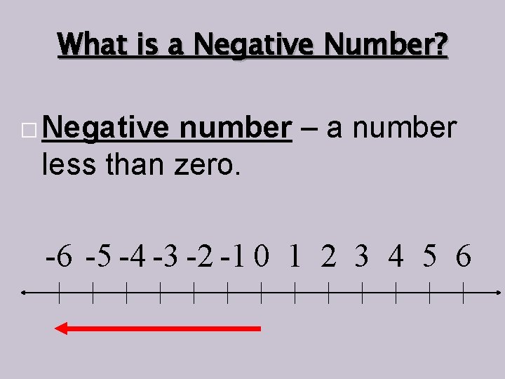 What is a Negative Number? � Negative number – a number less than zero.