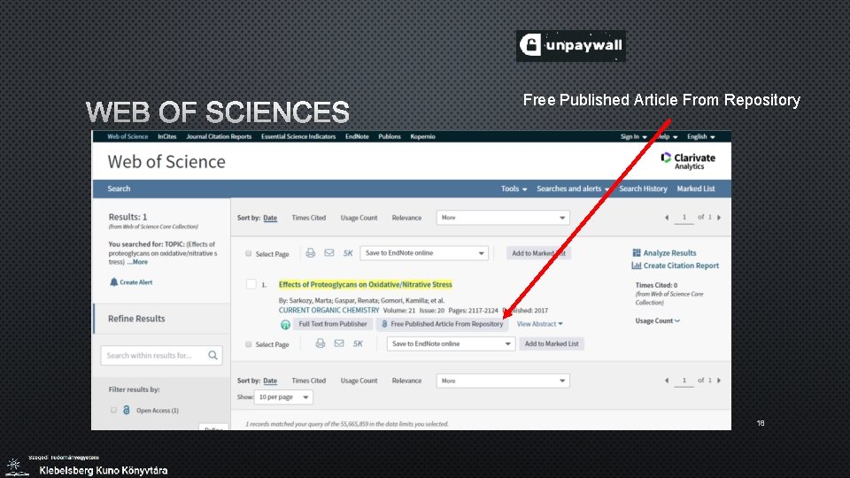 WEB OF SCIENCES Free Published Article From Repository 18 