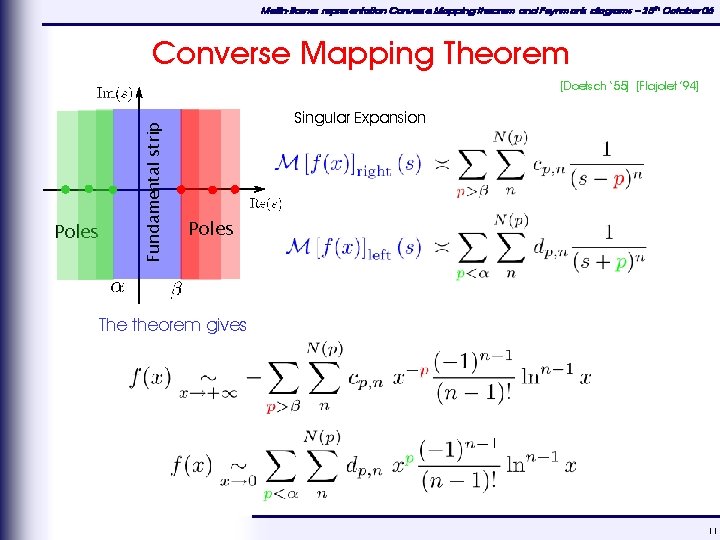 Mellin-Barnes representation Converse Mapping theorem and Feynman's diagrams – 25 th October 06 Converse