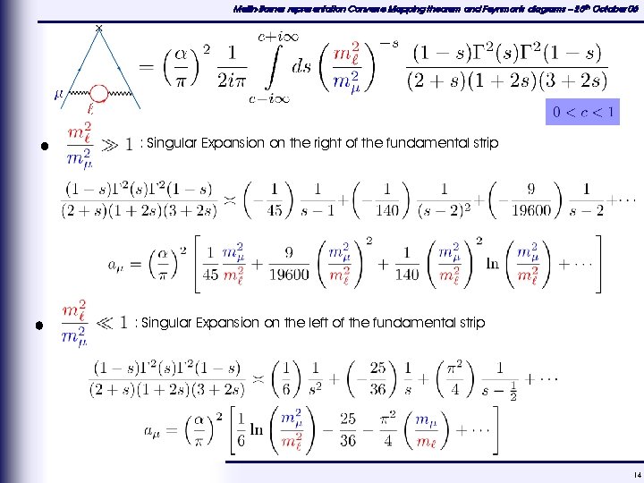 Mellin-Barnes representation Converse Mapping theorem and Feynman's diagrams – 25 th October 06 :