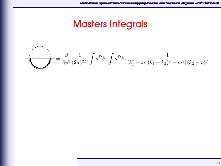 Mellin-Barnes representation Converse Mapping theorem and Feynman's diagrams – 25 th October 06 Masters
