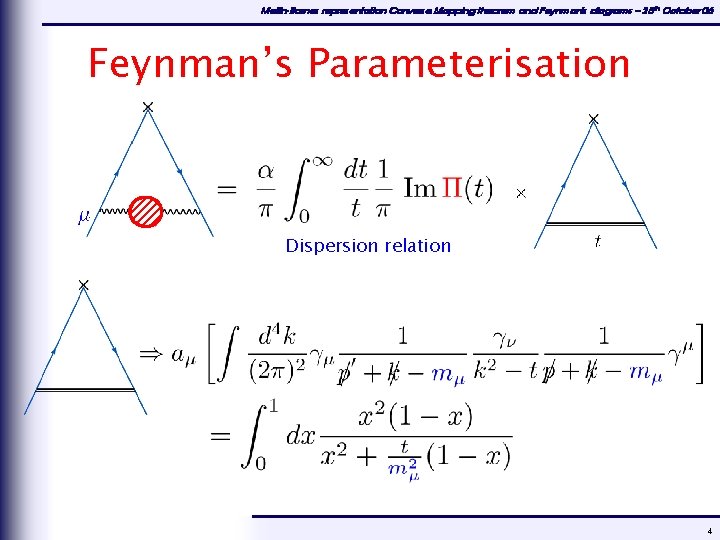 Mellin-Barnes representation Converse Mapping theorem and Feynman's diagrams – 25 th October 06 Feynman’s