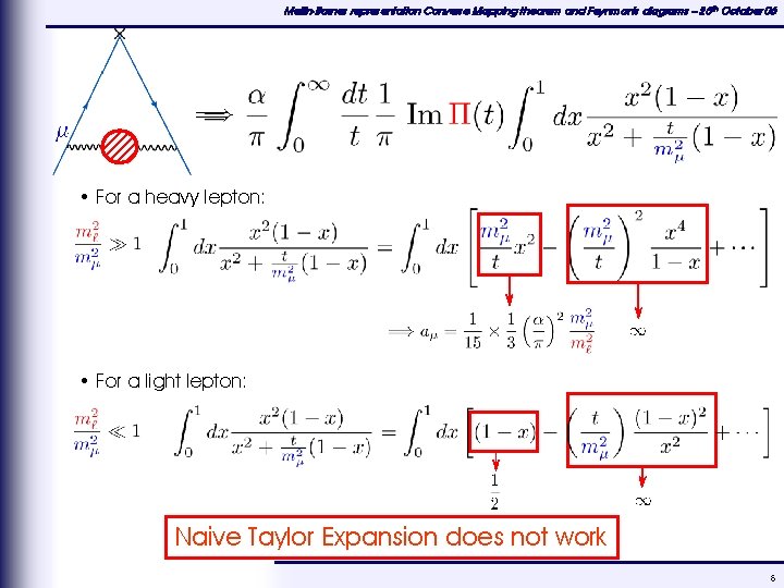 Mellin-Barnes representation Converse Mapping theorem and Feynman's diagrams – 25 th October 06 •