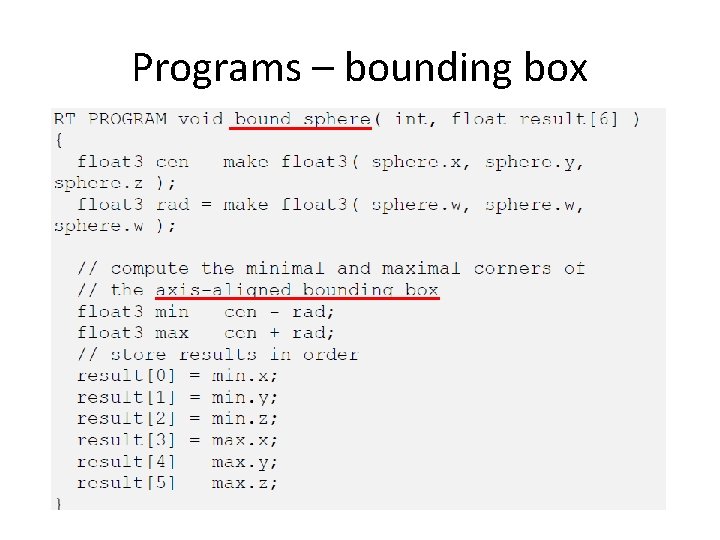 Programs – bounding box 