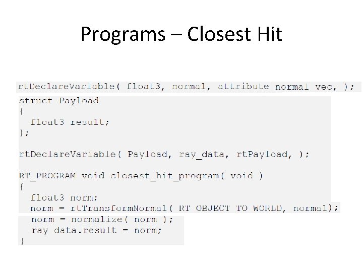 Programs – Closest Hit 