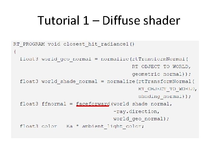 Tutorial 1 – Diffuse shader 