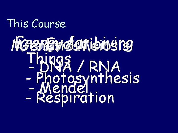This Course Energy Living Evolution Mitosis Genetics /for Meiosis Things - DNA / RNA