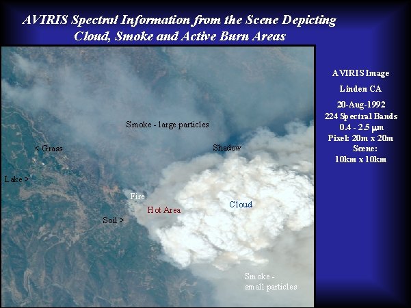 AVIRIS Spectral Information from the Scene Depicting Cloud, Smoke and Active Burn Areas AVIRIS