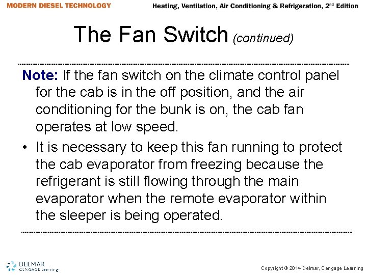 The Fan Switch (continued) Note: If the fan switch on the climate control panel The Fan Switch (continued) Note: If the fan switch on the climate control panel