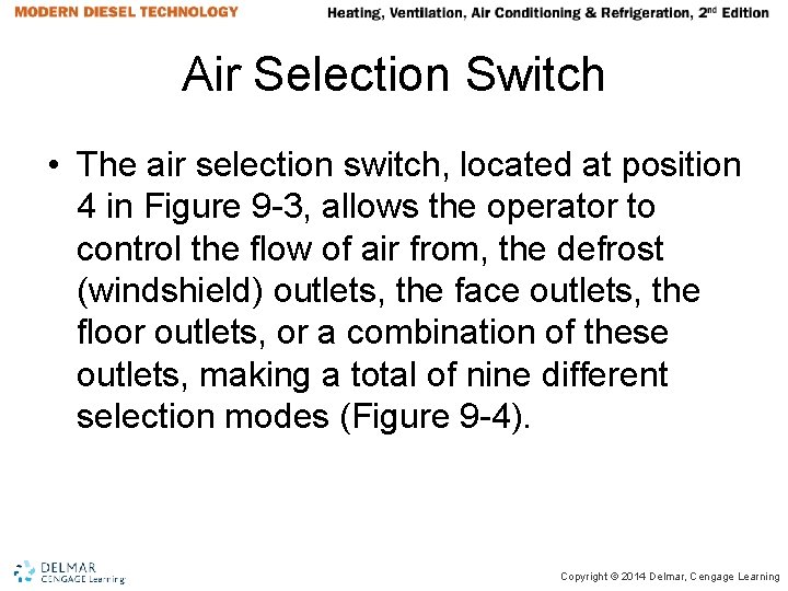 Air Selection Switch • The air selection switch, located at position 4 in Figure Air Selection Switch • The air selection switch, located at position 4 in Figure