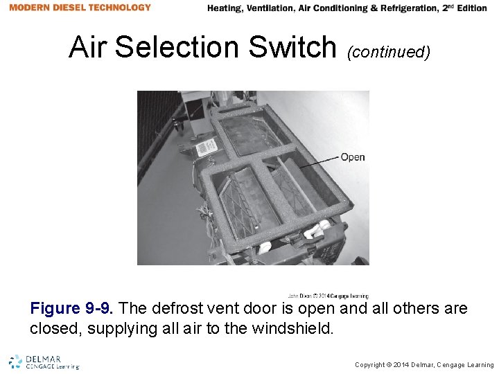 Air Selection Switch (continued) Figure 9 -9. The defrost vent door is open and Air Selection Switch (continued) Figure 9 -9. The defrost vent door is open and