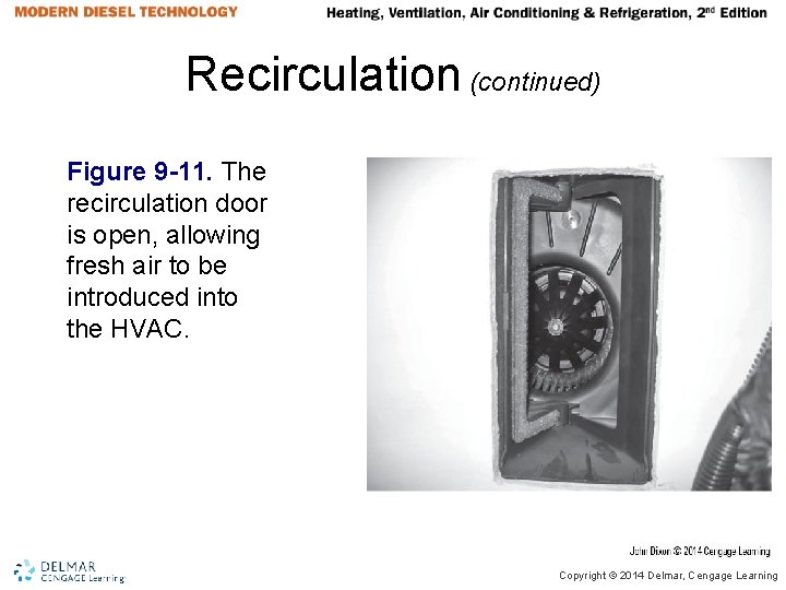 Recirculation (continued) Figure 9 -11. The recirculation door is open, allowing fresh air to Recirculation (continued) Figure 9 -11. The recirculation door is open, allowing fresh air to