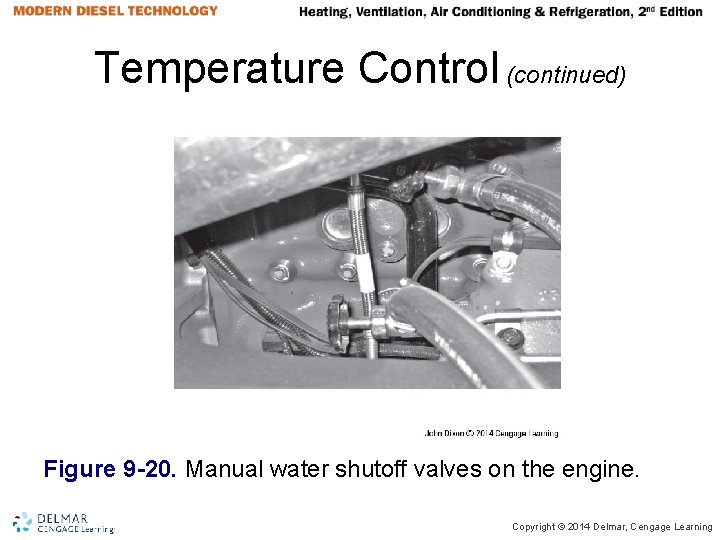 Temperature Control (continued) Figure 9 -20. Manual water shutoff valves on the engine. Copyright Temperature Control (continued) Figure 9 -20. Manual water shutoff valves on the engine. Copyright