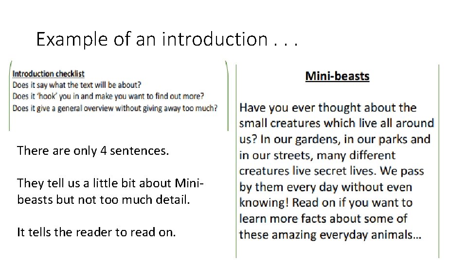Example of an introduction. . . There are only 4 sentences. They tell us Example of an introduction. . . There are only 4 sentences. They tell us