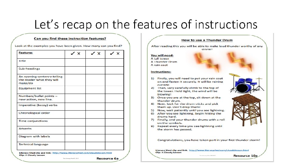 Let’s recap on the features of instructions Let’s recap on the features of instructions