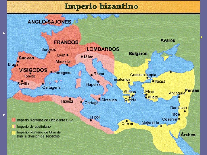 PERIODIZACIÓN PRIMERA ETAPA: hasta 850 • Destaca el reinado de Justiniano (527 -565), quien