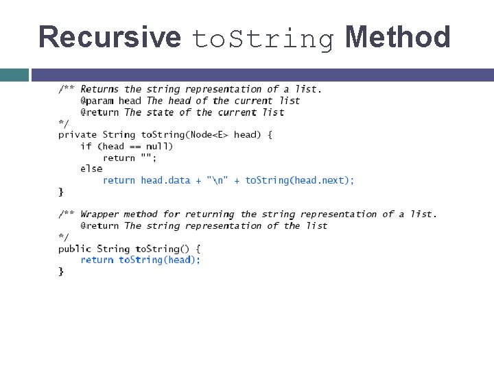 Recursive to. String Method 