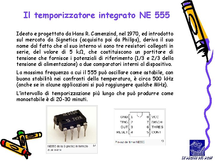 Il temporizzatore integrato NE 555 Ideato e progettato da Hans R. Camenzind, nel 1970,