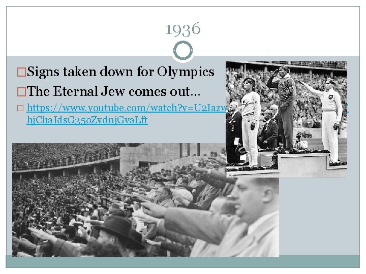 1936 �Signs taken down for Olympics �The Eternal Jew comes out… � https: //www.