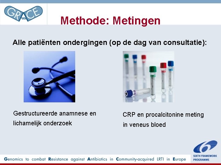 Methode: Metingen Alle patiënten ondergingen (op de dag van consultatie): Gestructureerde anamnese en CRP