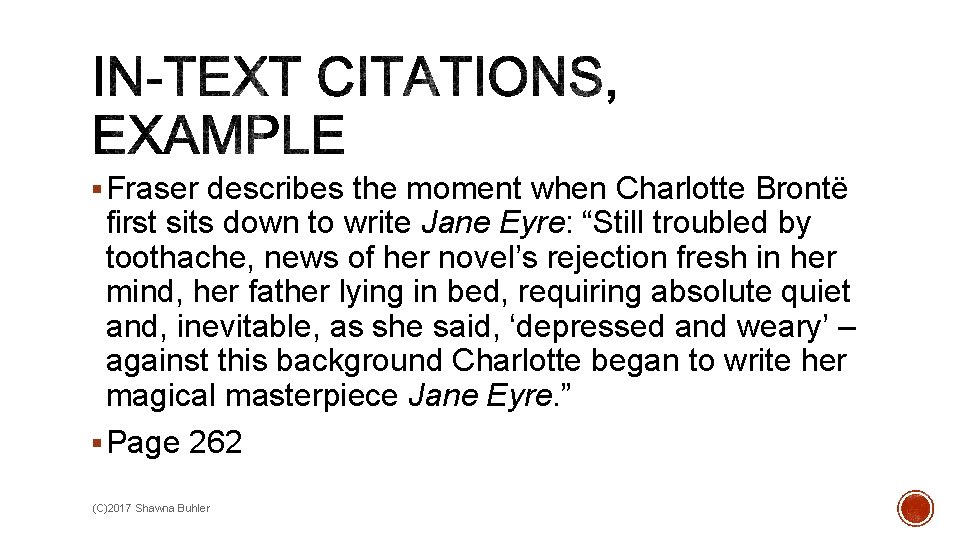 § Fraser describes the moment when Charlotte Brontë first sits down to write Jane