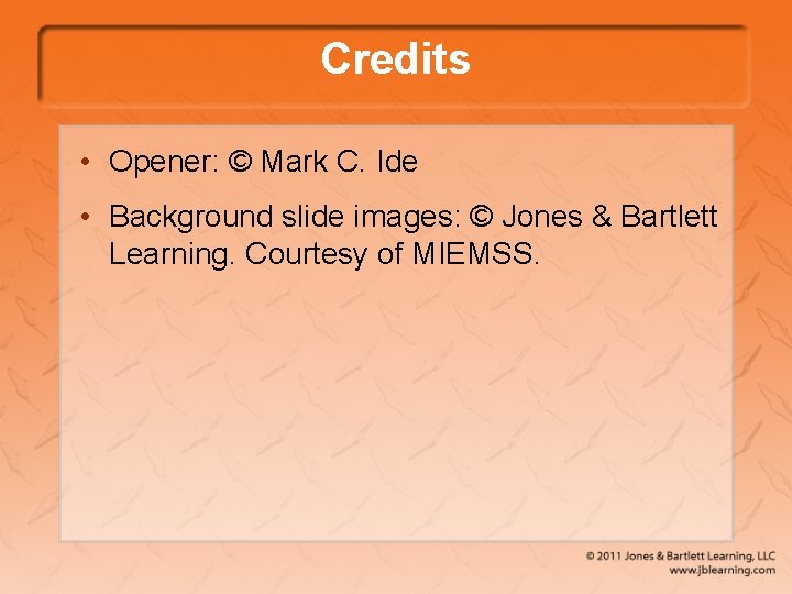 Credits • Opener: © Mark C. Ide • Background slide images: © Jones &