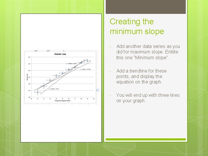 Creating the minimum slope - Add another data series as you did for maximum