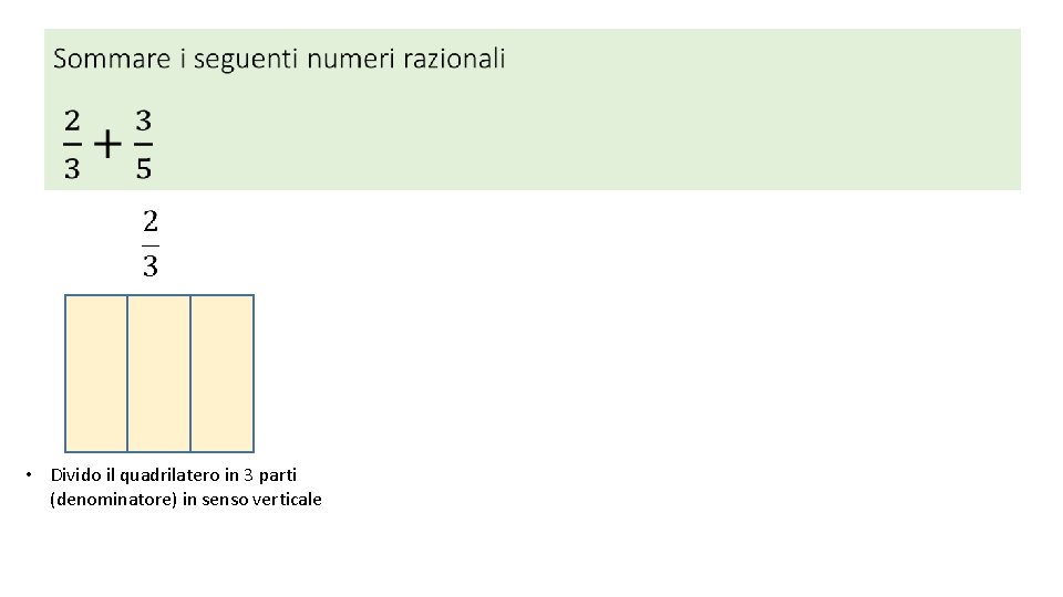  • Divido il quadrilatero in 3 parti (denominatore) in senso verticale 