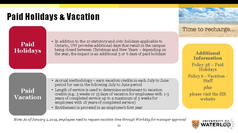Paid Holidays & Vacation Paid Holidays • In addition to the 10 statutory and