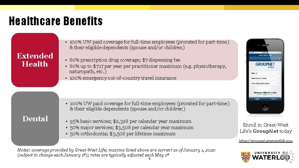 Healthcare Benefits • 100% UW paid coverage for full-time employees (prorated for part-time) &