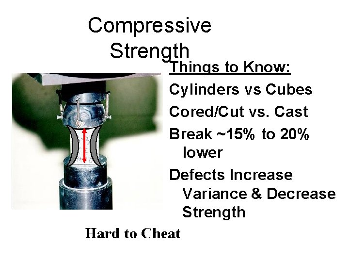 Compressive Strength Things to Know: Cylinders vs Cubes Cored/Cut vs. Cast Break ~15% to