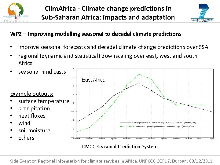 Clim. Africa - Climate change predictions in Sub-Saharan Africa: impacts and adaptation WP 2