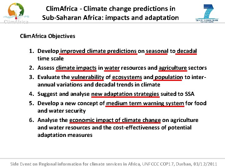 Clim. Africa - Climate change predictions in Sub-Saharan Africa: impacts and adaptation Clim. Africa