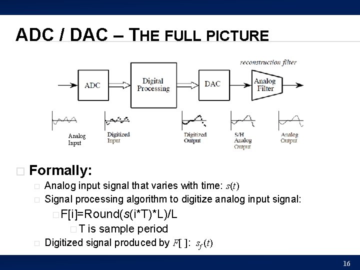 ADC / DAC – THE FULL PICTURE Analog Input � Formally: � � Analog